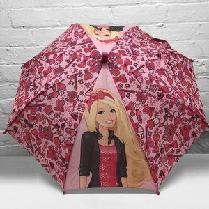 Barbie Girl's Pink Umbrella with 3D Handle